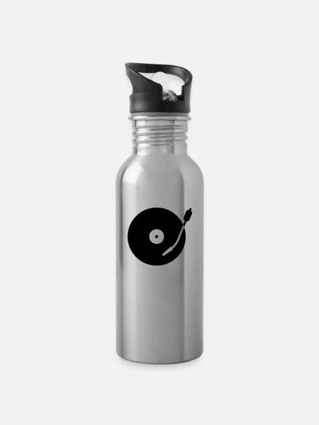 turntable - Trinkflasche mit integriertem Trinkhalm - Lightsilver