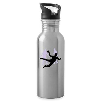 Handball - Handballerin - Trinkflasche mit integriertem Trinkhalm - Lightsilver - Rechts