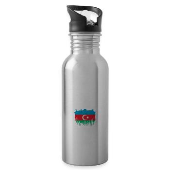 Aserbaidschan Azerbaijan Roots - Water bottle with straw - silver - Right