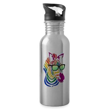 Cooles Buntes Zebra Mit Sonnenbrille Safari Bunt A - Trinkflasche mit integriertem Trinkhalm - Lightsilver - Rechts