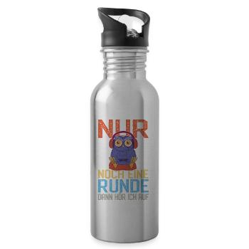 Lustige Gaming Eule - Streaming Computerspiele - Trinkflasche mit integriertem Trinkhalm - Lightsilver - Rechts