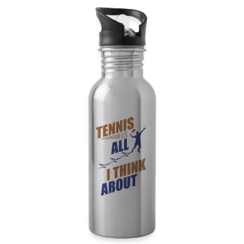Tennis Is All I Think About - Water bottle with straw - silver - Right