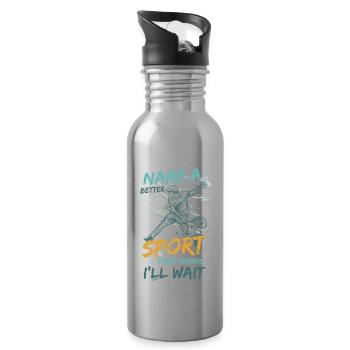name me a better sport than tennis - Water bottle with straw - silver - Right