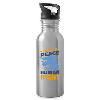 Human Rights Peace - Water bottle with straw - silver - Right