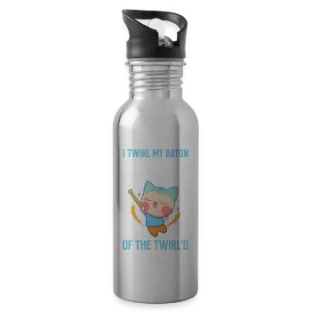 Stabdänzerin Design für Majorette - Trinkflasche mit integriertem Trinkhalm - Lightsilver - Rechts