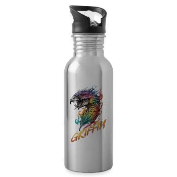 Majestic Griffin - Guardian of the Skies - Water bottle with straw - silver - Right