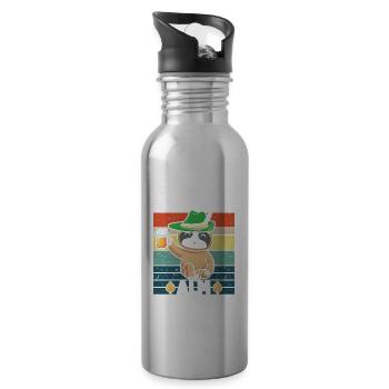 Faultier Einen Hinter Die Alm Jodeln - Trinkflasche mit integriertem Trinkhalm - Lightsilver - Rechts