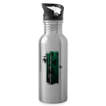 Bamboo Bliss: Elegance in Green - Water bottle with straw - silver - Right