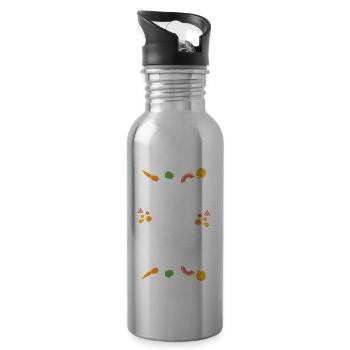 Healthy Foods Build Great Brains 4 - Water bottle with straw - silver - Right