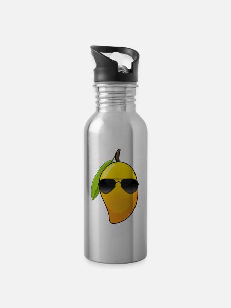 Tropische Frucht Vitamin C Coole Mango - Trinkflasche mit integriertem Trinkhalm - Lightsilver