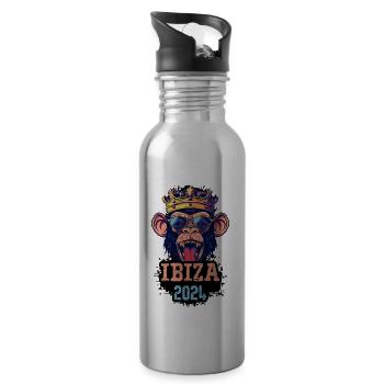 Ibiza 2024 Singe de fête - Gourde avec paille intégrée - argent clair - Droite