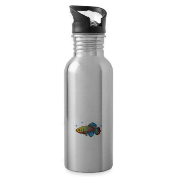 Je suis le dieu des flocons pour mon killifish Design - Gourde avec paille intégrée - argent clair - Droite