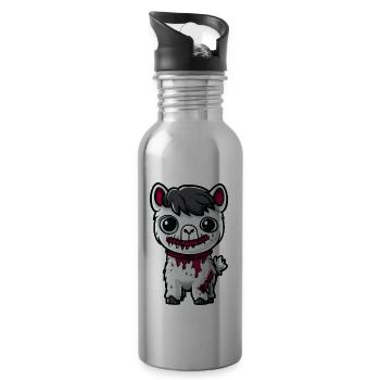 Alpaca Llama Halloween Comic Funny - Water bottle with straw - silver - Right