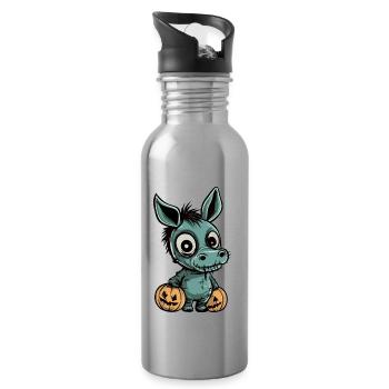 Donkey Halloween Comic Funny - Water bottle with straw - silver - Right