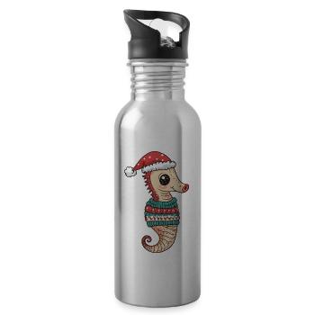 Bande dessinée de Noël hippocampe - Gourde avec paille intégrée - argent clair - Droite
