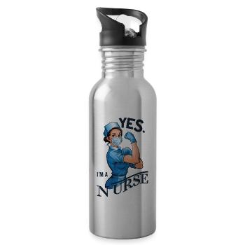 Lustige Krankenschwester mit Humor - Trinkflasche mit integriertem Trinkhalm - Lightsilver - Rechts