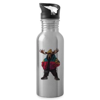 Elch Lustig Winter - Trinkflasche mit integriertem Trinkhalm - Lightsilver - Rechts