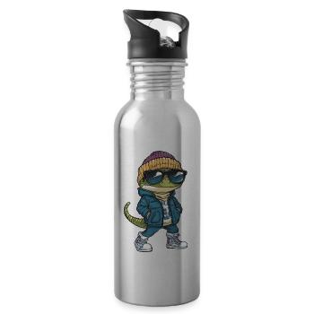Lizard Cool Comic - Water bottle with straw - silver - Right