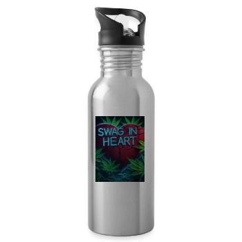 Neon Heart Swag Cannabis - Gourde avec paille intégrée - argent clair - Droite