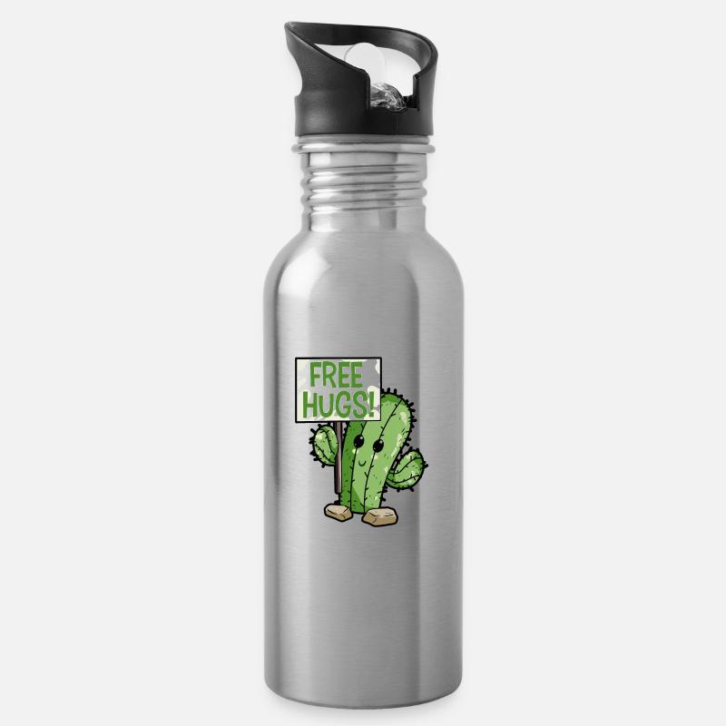 Cactus Câlins gratuits - Gourde avec paille intégrée - argent clair