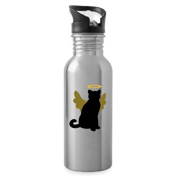Angel cat - Chat ange - angel cat - Water bottle with straw - silver - Right