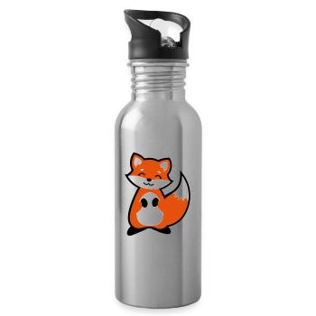 Cute fox animal child - Water bottle with straw - silver - Right