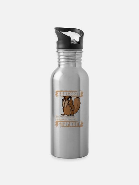 Sarkasmus - Trinkflasche mit integriertem Trinkhalm - Lightsilver