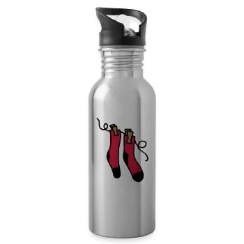 Socks on Clothesline - Colorful Socks Gift Idea - Water bottle with straw - silver - Right
