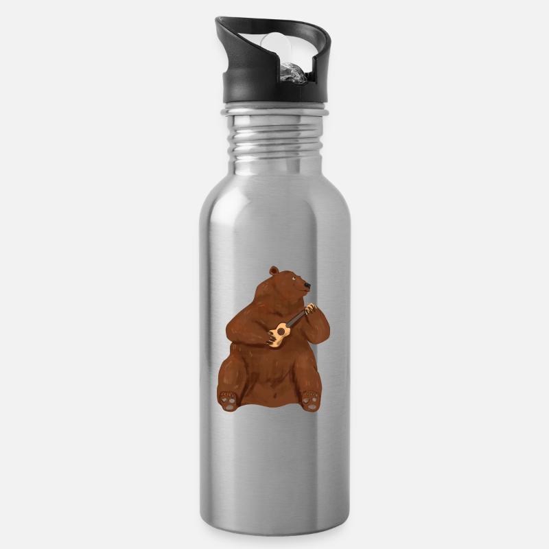 Ukulele - Trinkflasche mit integriertem Trinkhalm - Lightsilver