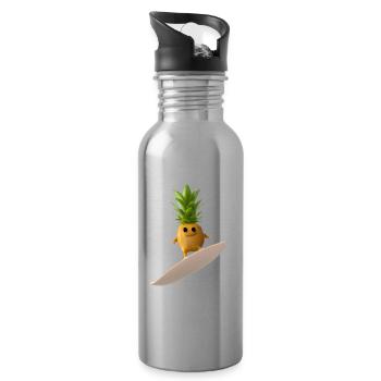Surfer ananas - Gourde avec paille intégrée - argent clair - Droite