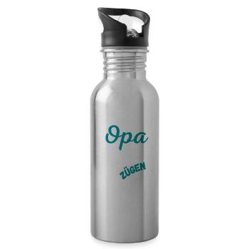 Modellbau Opa Zug spruch Geschenk Rentner - Trinkflasche mit integriertem Trinkhalm - Lightsilver - Rechts