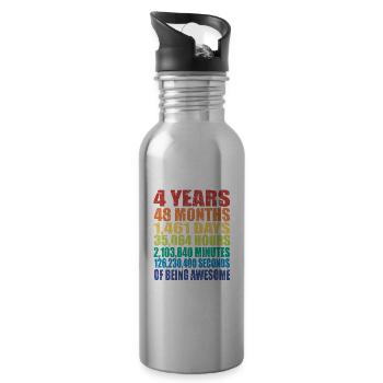 Drôle de cadeau de 4ème anniversaire, âge de 4 ans - Gourde avec paille intégrée - argent clair - Droite