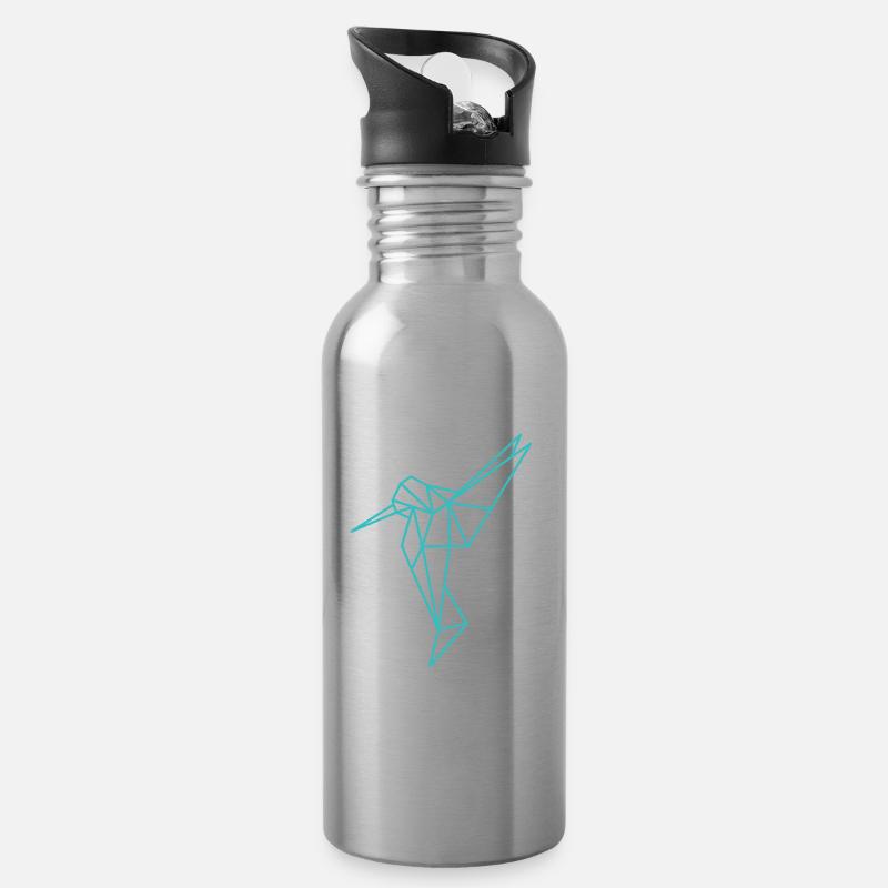 Kolibri Geometrisch Linie - Trinkflasche mit integriertem Trinkhalm - Lightsilver