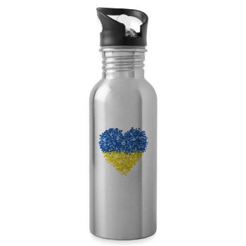 Ukraine Flagge Herz Abstract - Trinkflasche mit integriertem Trinkhalm - Lightsilver - Rechts
