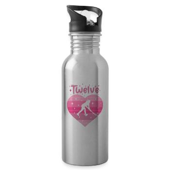 Hockeyspielerin 12. Geburtstag - Trinkflasche mit integriertem Trinkhalm - Lightsilver - Rechts