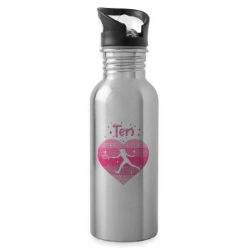 10. Geburtstag Tennis Tennisspielerin Mädchen - Trinkflasche mit integriertem Trinkhalm - Lightsilver - Rechts
