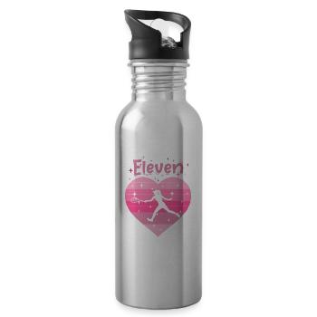 8. Geburtstag Tennis Tennisspielerin Mädchen - Trinkflasche mit integriertem Trinkhalm - Lightsilver - Rechts