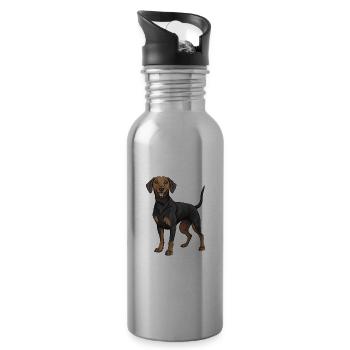 Dachshund Dackel - Trinkflasche mit integriertem Trinkhalm - Lightsilver - Rechts