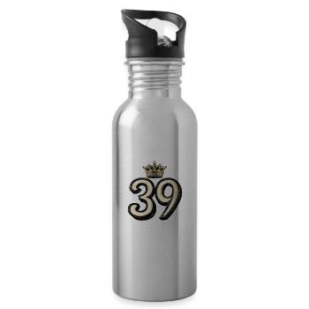 39 Number Crown - Water bottle with straw - silver - Right