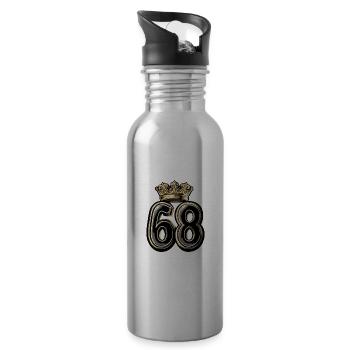 68 Zahl Krone - Trinkflasche mit integriertem Trinkhalm - Lightsilver - Rechts