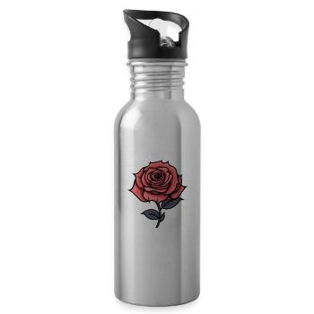 L’amour de la rose - Gourde avec paille intégrée - argent clair - Droite