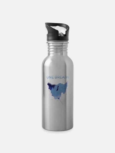 Freediving One Breath tauchen Apnoe Taucher Ozean - Trinkflasche mit integriertem Trinkhalm - Lightsilver