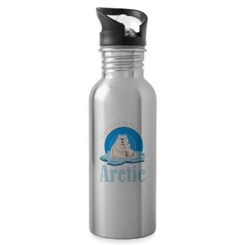 Chilling In Der Arktis - Eisbären umarmen sich - Trinkflasche mit integriertem Trinkhalm - Lightsilver - Rechts