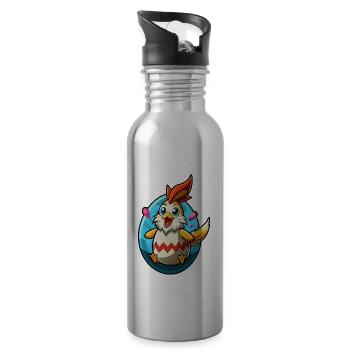 Happy Easter - Osterchicken - Osterei - Geschenk - Trinkflasche mit integriertem Trinkhalm - Lightsilver - Rechts
