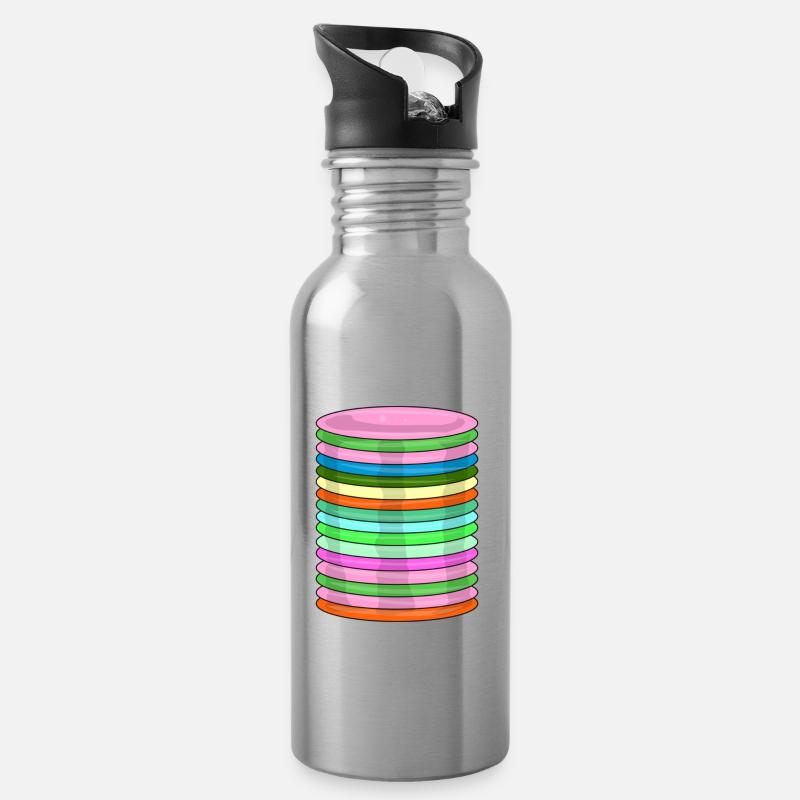 Frisbee Golf Disc Frisbee Discgolf - Trinkflasche mit integriertem Trinkhalm - Lightsilver
