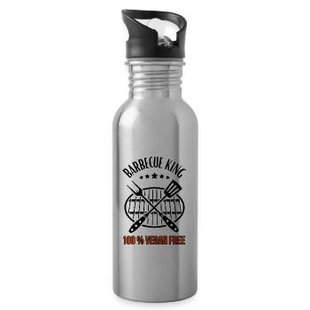 Barbecue King -100% Vegan Free - Grill & BBQ - Water bottle with straw - silver - Right