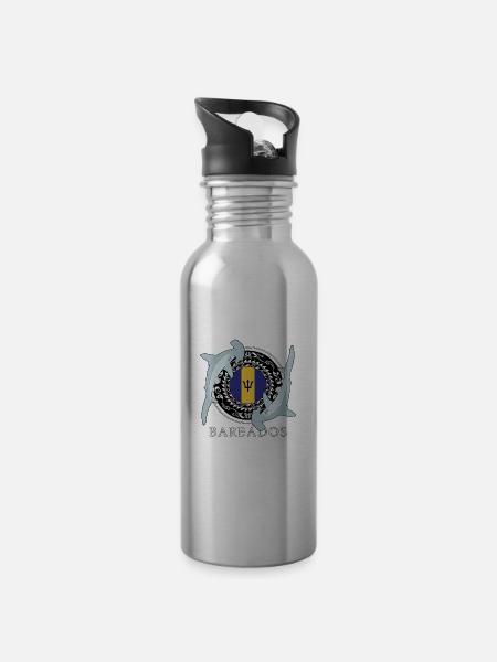 Barbados Hammerhai - Trinkflasche mit integriertem Trinkhalm - Lightsilver