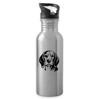 Tête de chien Beagle - Gourde avec paille intégrée - argent clair - Droite
