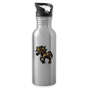 Pferd Comic Krone - Trinkflasche mit integriertem Trinkhalm - Lightsilver - Rechts
