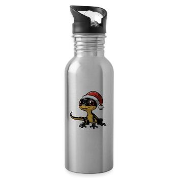 Echse Weihnachten - Trinkflasche mit integriertem Trinkhalm - Lightsilver - Rechts